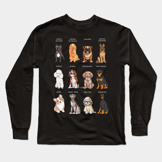 dog breeds Long Sleeve T-Shirt by Pawfect Designz